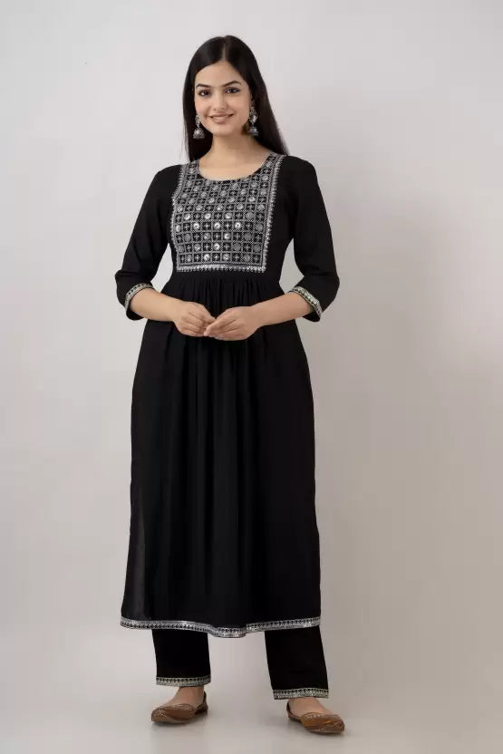 Women Viscose Rayon Kurta Pant Set