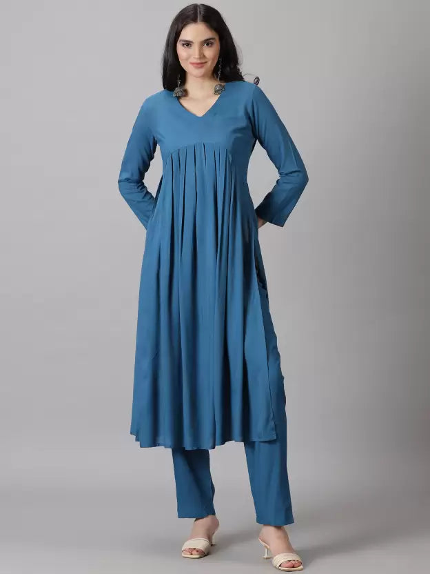 Women Viscose Rayon Kurta Pant Set