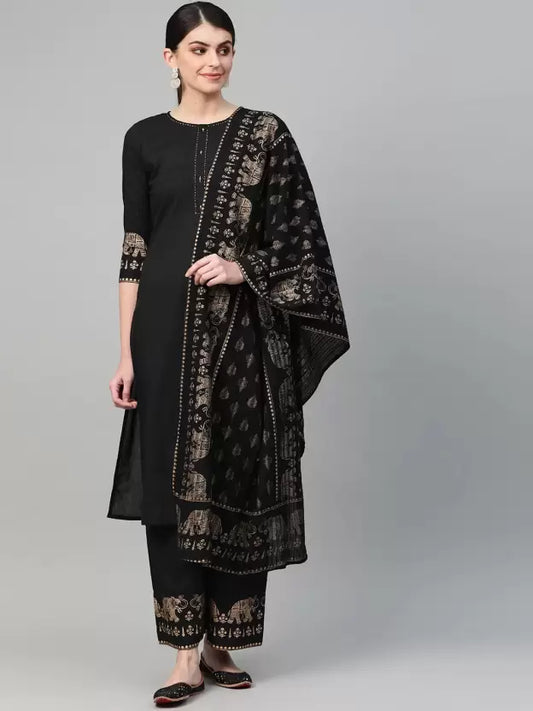 Women Viscose Rayon Kurta Pyjama Dupatta Set