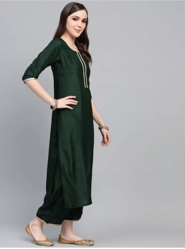 Women Viscose Rayon Kurta Pyjama Dupatta Set