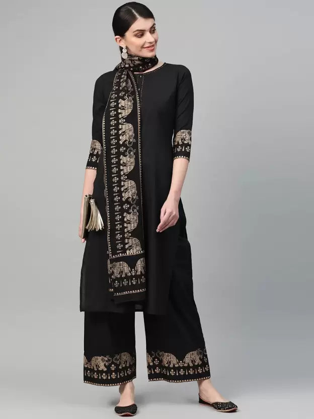 Women Viscose Rayon Kurta Pyjama Dupatta Set