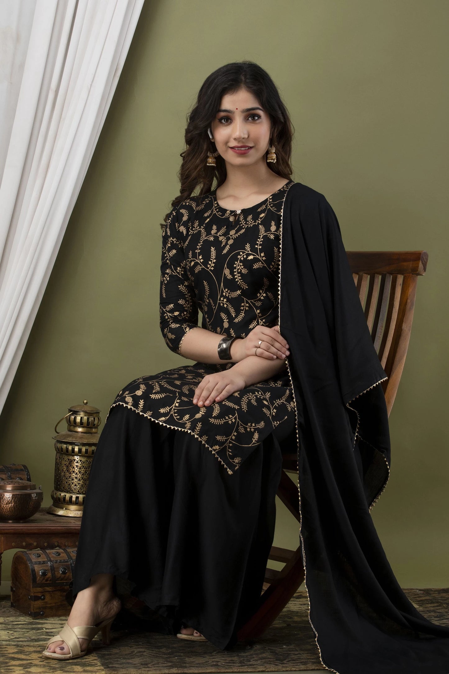 Women Viscose Rayon Kurta Sharara Set