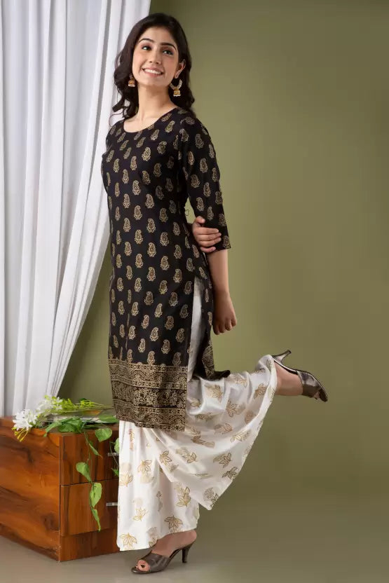 Women Viscose Rayon Kurta Sharara Set