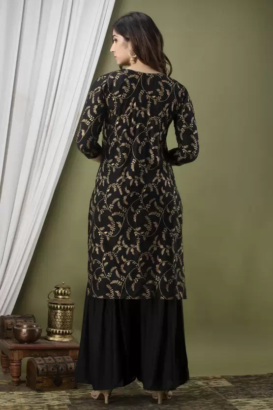 Women Viscose Rayon Kurta Sharara Set