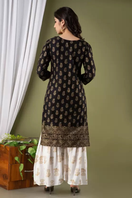 Women Viscose Rayon Kurta Sharara Set