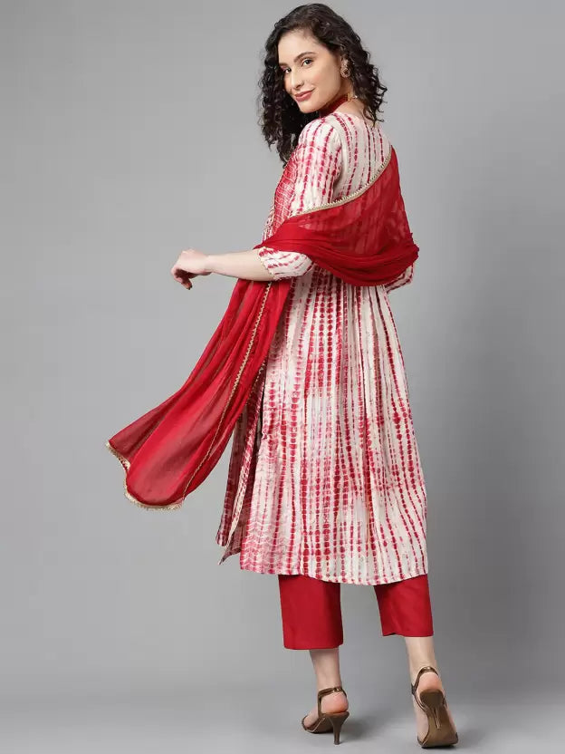 Women Viscose Rayon Kurta Trouser Dupatta Set