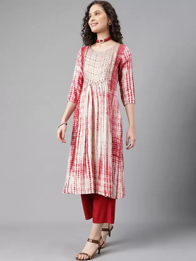 Women Viscose Rayon Kurta Trouser Dupatta Set