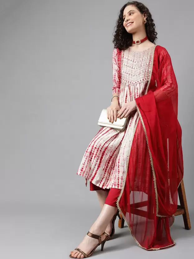 Women Viscose Rayon Kurta Trouser Dupatta Set