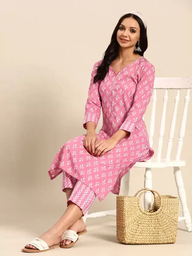 Women Viscose Rayon Kurta Trouser Set