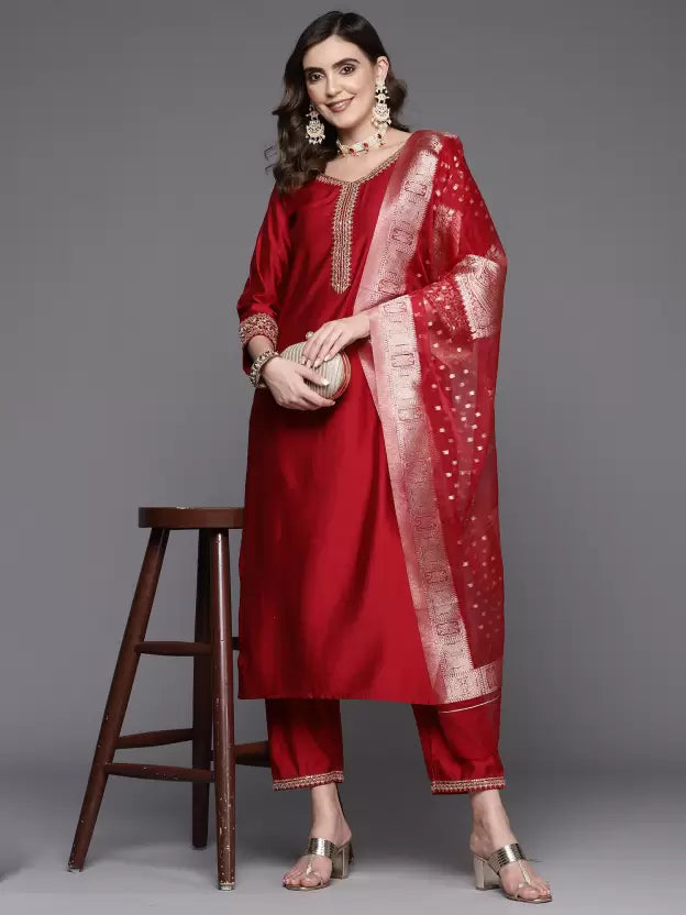 Women Viscose Rayon Kurta Trouser Set