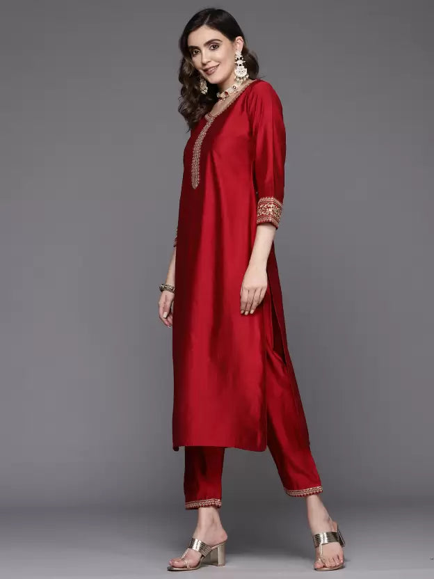 Women Viscose Rayon Kurta Trouser Set