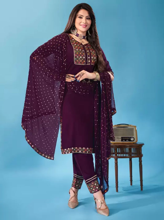 Women Viscose Rayon Kurta Pant And Dupatta Set