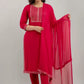 Women Viscose Rayon Kurta Pant And Dupatta Set