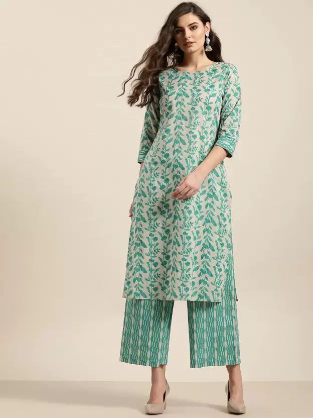 Women Viscose Rayon Kurta and Palazzo Set