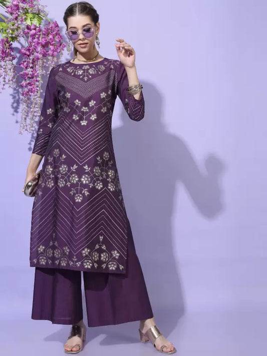 Women Viscose Rayon Kurta and Palazzo Set