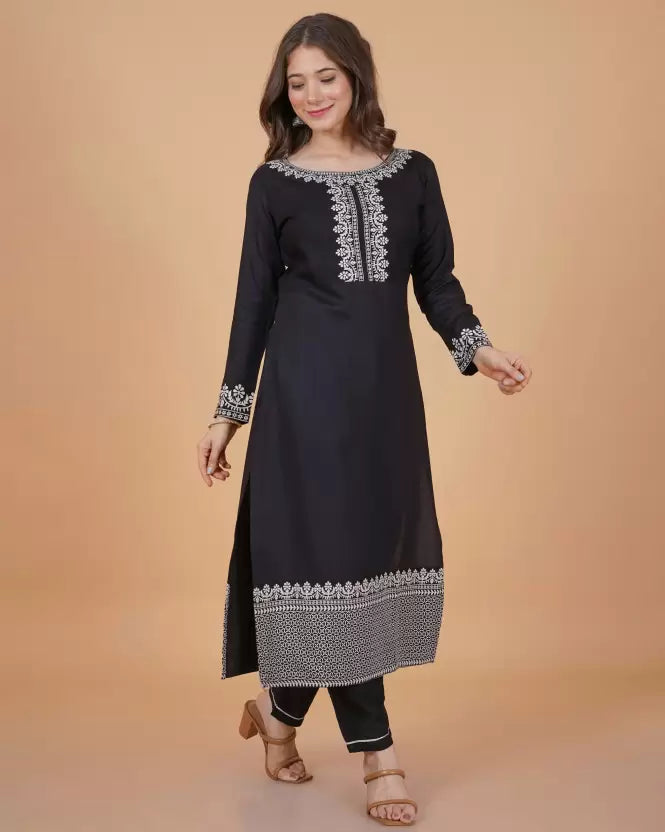 Women Viscose Rayon Kurta and Pant Set