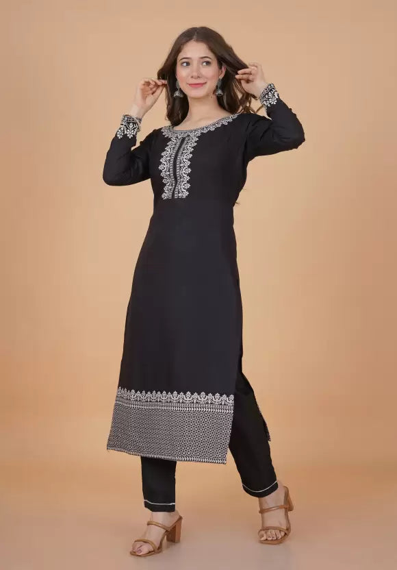 Women Viscose Rayon Kurta and Pant Set