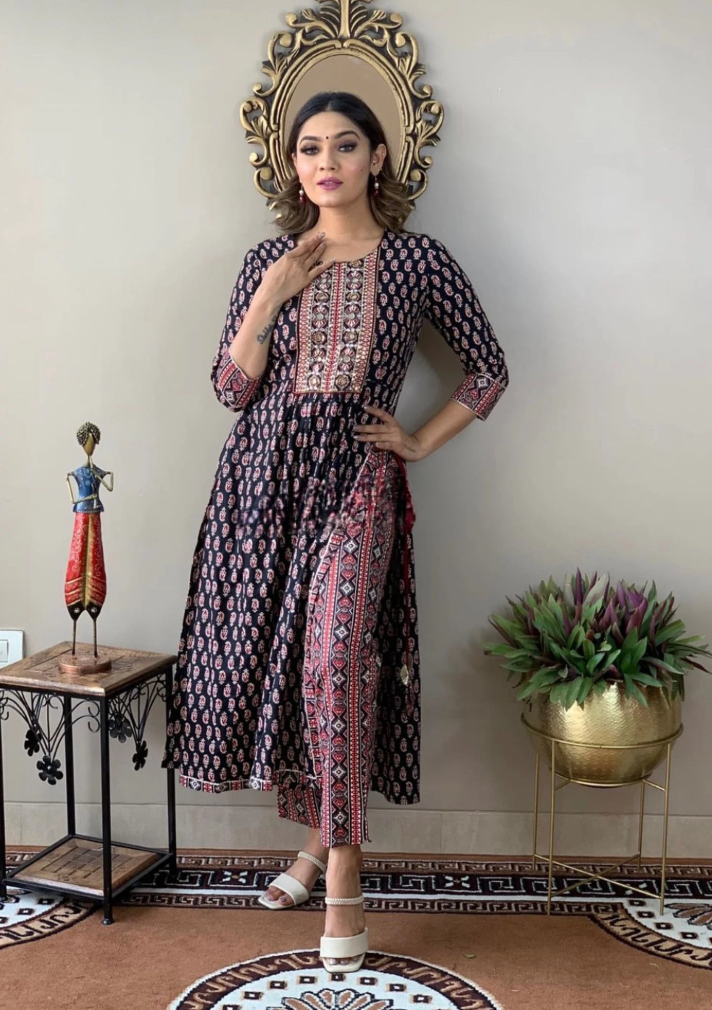 Women Viscose Rayon Kurti Palazzo Set