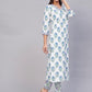 Women's Cotton Blend Printed Straight Kurta with Pant