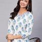 Women's Cotton Blend Printed Straight Kurta with Pant