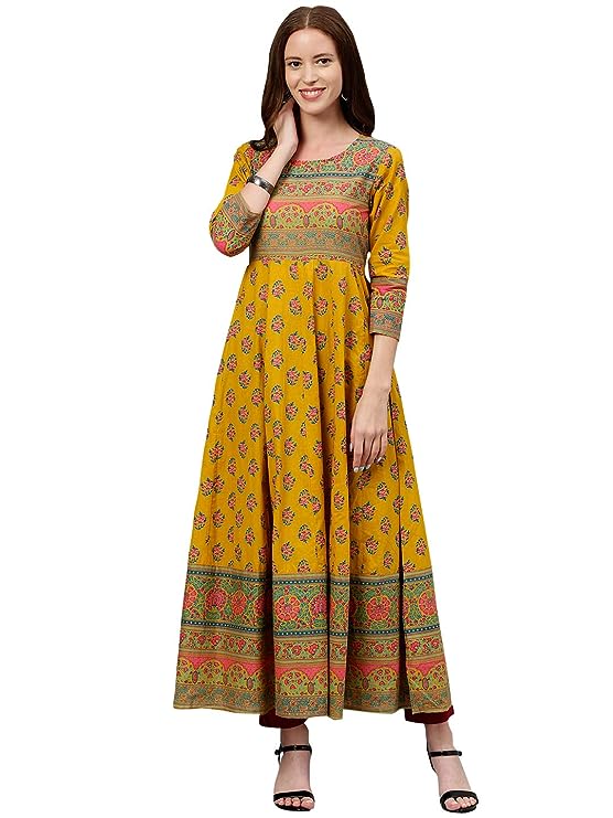 Women's Cotton Buta Print Anarkali Kurta