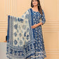 Women's Cotton Printed Anarkali Kurta With Palazzo & Dupatta Set