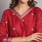 Women's Cotton Silk Embroidered Kurta with Pant & Dupatta Set