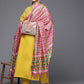 Women's Embroidered Cotton Straight Kurta with Pant and Dupatta Set