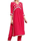 Women's Rayon Embroidered Alia Cut Regular Kurta With Pant