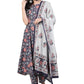 Women's Rayon Printed Anarkali Kurti with Palazzos and Dupatta Set