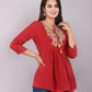 Women's Viscose Rayon Round Neck Short Kurti