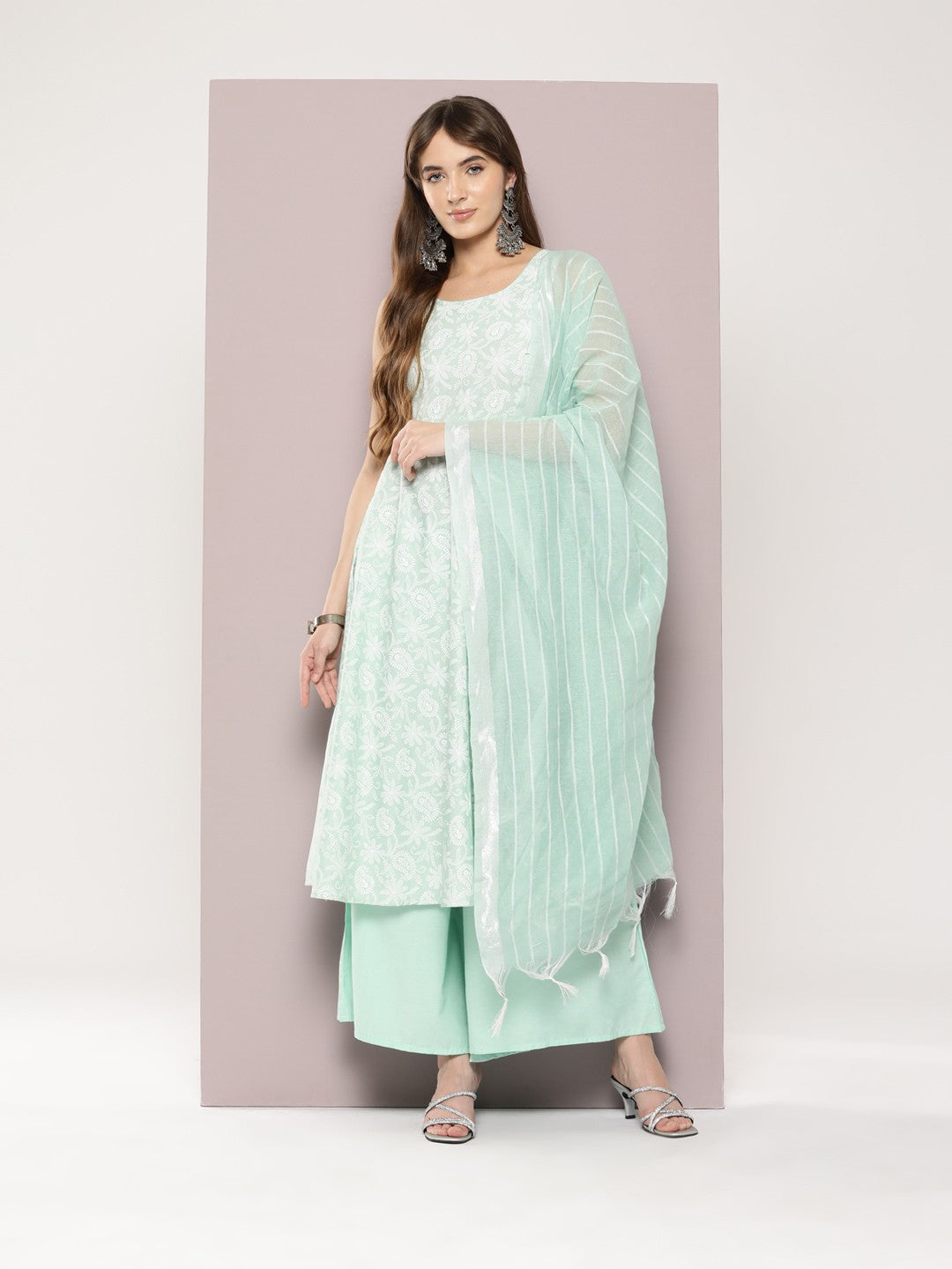 Paisley Printed Kurta with Palazzos & With Dupatta