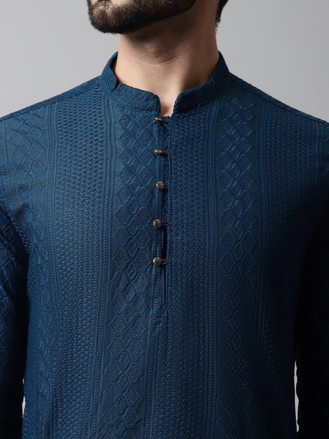 Men Ethnic Motifs Thread Work Cotton Kurta