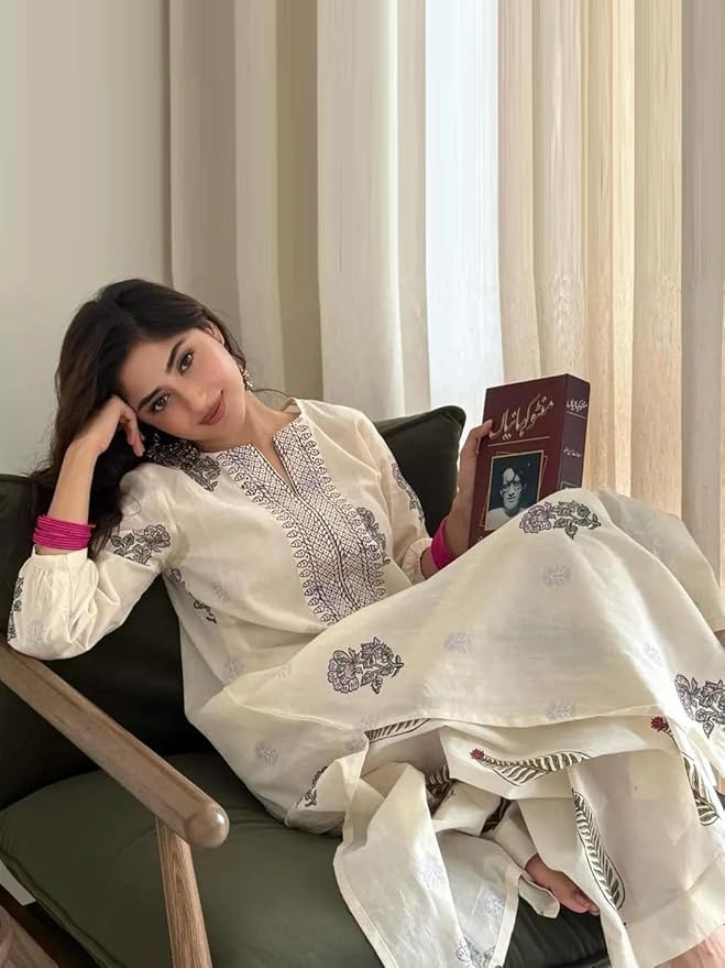 Comfy Women Kurta with Palazzo - White