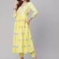 Ethnic Motifs Printed Anarkali Pleated Kurta with Trousers & Dupatta