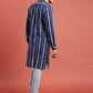 Men Blue Indigo Hand Block Print Straight Sustainable Kurta with Pockets