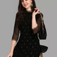 Women Black Georgette Kurta Pant Set