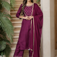 Ethnic Motifs Yoke Design Thread Work Kurta With Trousers & Dupatta