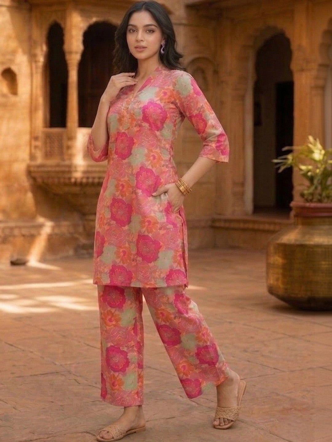 Floral Printed Tunic with Palazzos