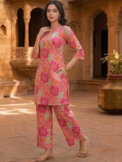Floral Printed Tunic with Palazzos