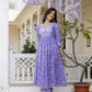 Floral Embroidered Sequinned Empire A-Line Pure Cotton Kurta With Trousers & Dupatta
