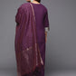 Women Plus Size Purple Ethnic Motifs Kurta with Palazzos & With Dupatta