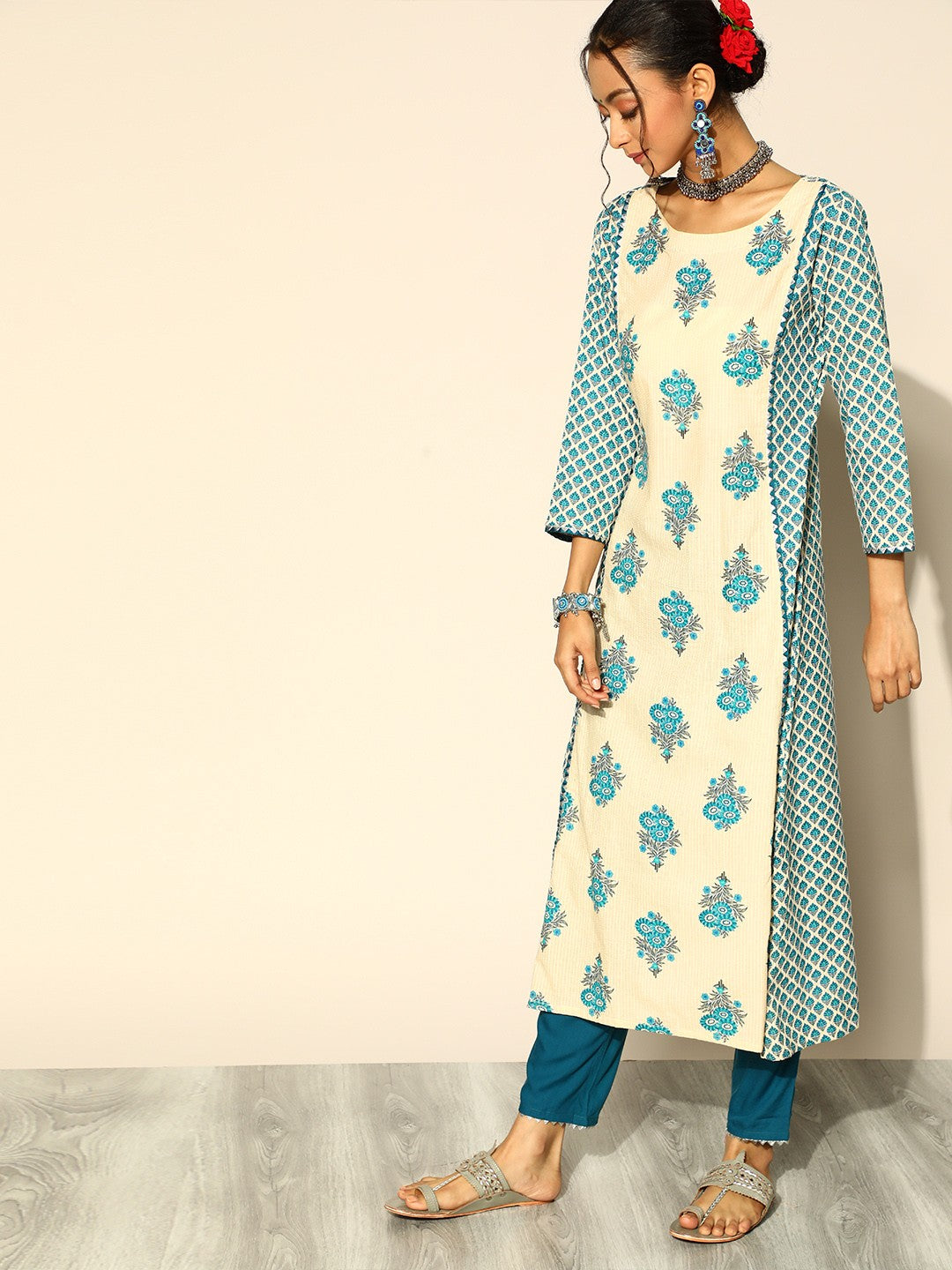 Printed Cotton Blend Kurta Set