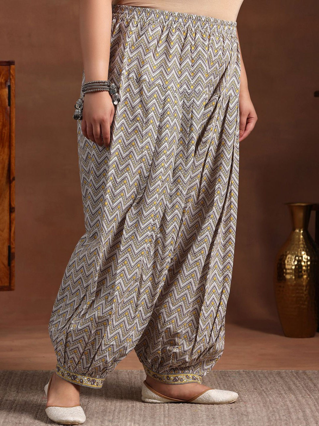 Plus Size Floral Printed Pure Cotton Kurta with Salwar & Dupatta