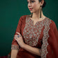 Ethnic Motifs Embroidered Regular Liva Zari Kurta With Trousers & Dupatta