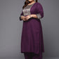 Women Plus Size Purple Ethnic Motifs Kurta with Palazzos & With Dupatta