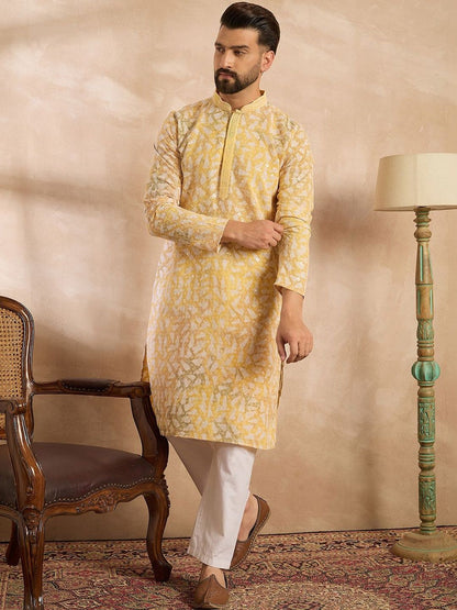 Printed Mandarin Collar Kurta & Trousers Kurta Sets