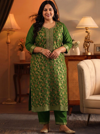 Women Ethnic Motifs Embroidered Regular Kurta with Trousers & With Dupatta