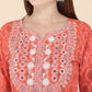 Women Peach-Coloured Ethnic Motifs Embroidered Mirror Work Pure Cotton Kurta with Trousers & With Dupatta