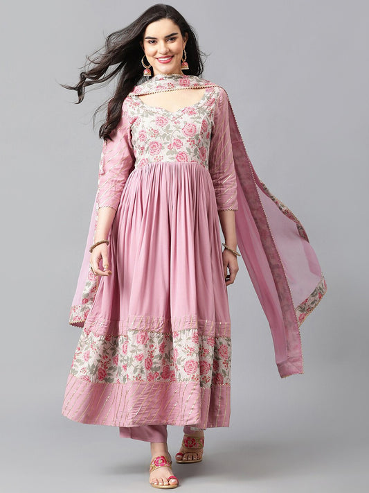 Women Floral Printed Regular Kurta with Palazzos & With Dupatta